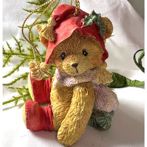 Vintage Bear Christmas Ornament Priscilla Hillman 1992 Hamilton Sitting Bear